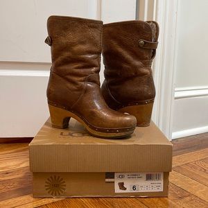 Ugg “W Lynnea II” leather clog boot w/ shearling lining (size 37/6)